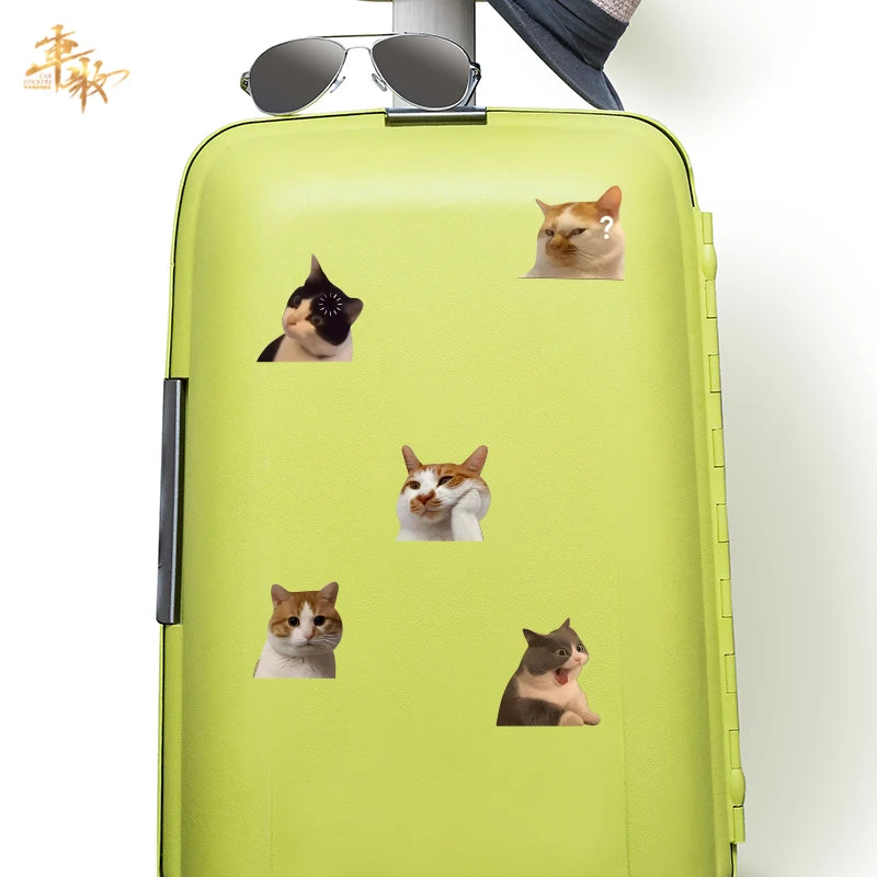 Reusable PVC Funny Meme Cat Stickers for Luggage and Cars, 10 cm - image 4