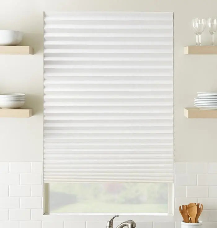 Cordless White Paper Pleated Blinds with Adhesive Top, 72" or 80" Long - image 4
