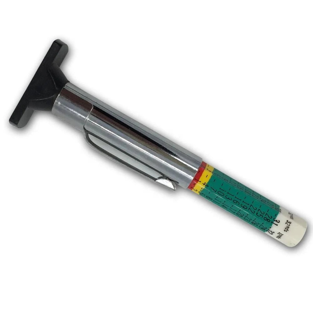 Pencil-Style Tire Tread Depth Gauge, Zinc Alloy, 0-24 mm, No Battery