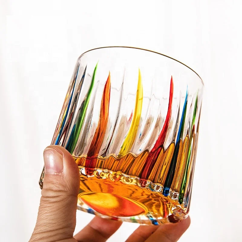 270 ml Hand-Blown Rotating Old Fashioned Glass, Painted Details - image 6