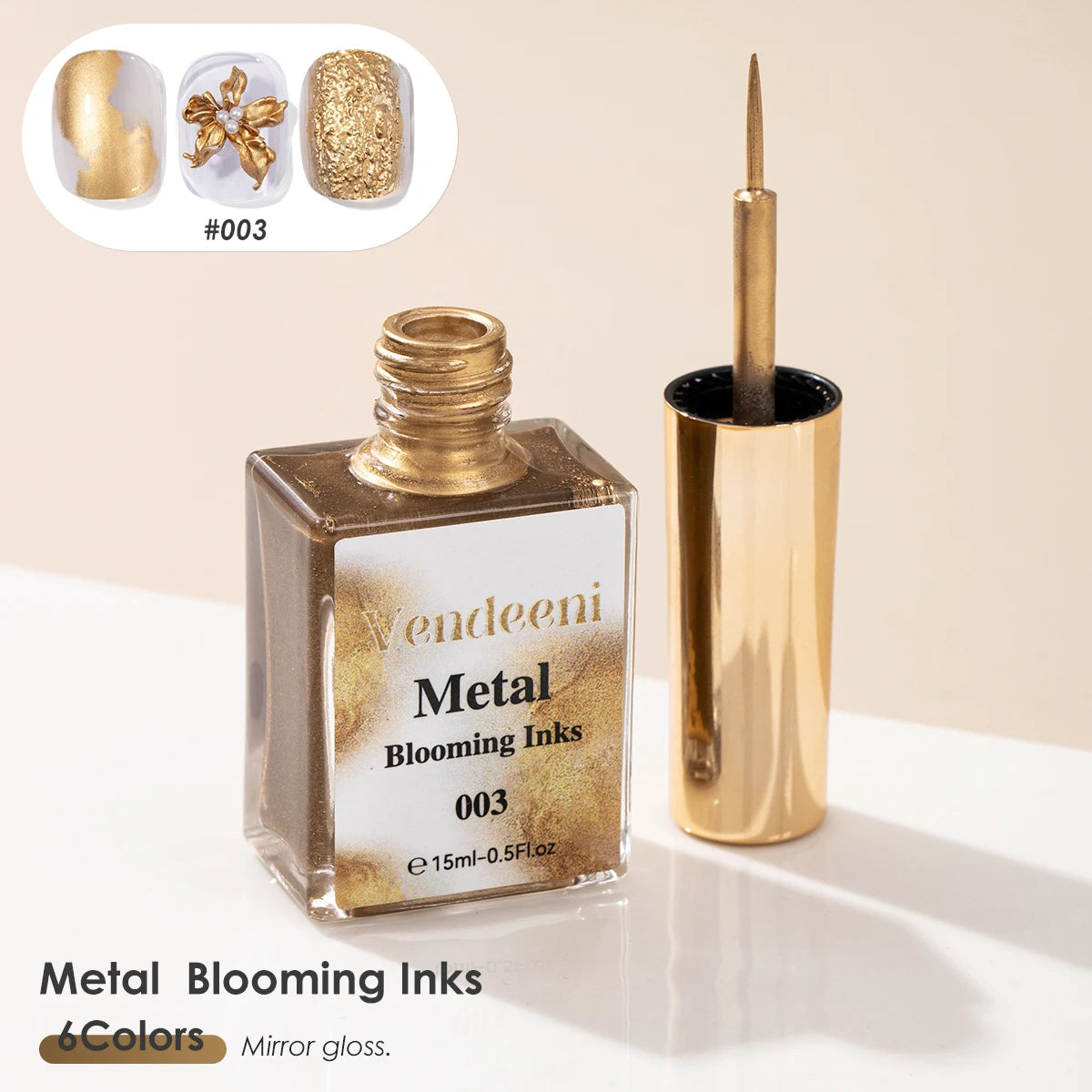Metallic Marble Ink Blooming Gel for Nail Art, 15 ml, 6 Colors - image 9