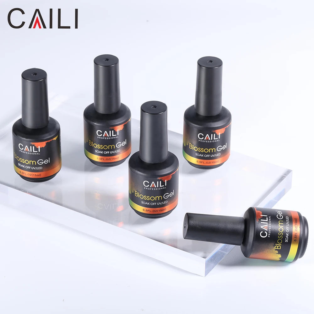 Caili Blossom Blooming Gel Nail Polish Clear UV LED Marble Floral Print Nail Art Design
