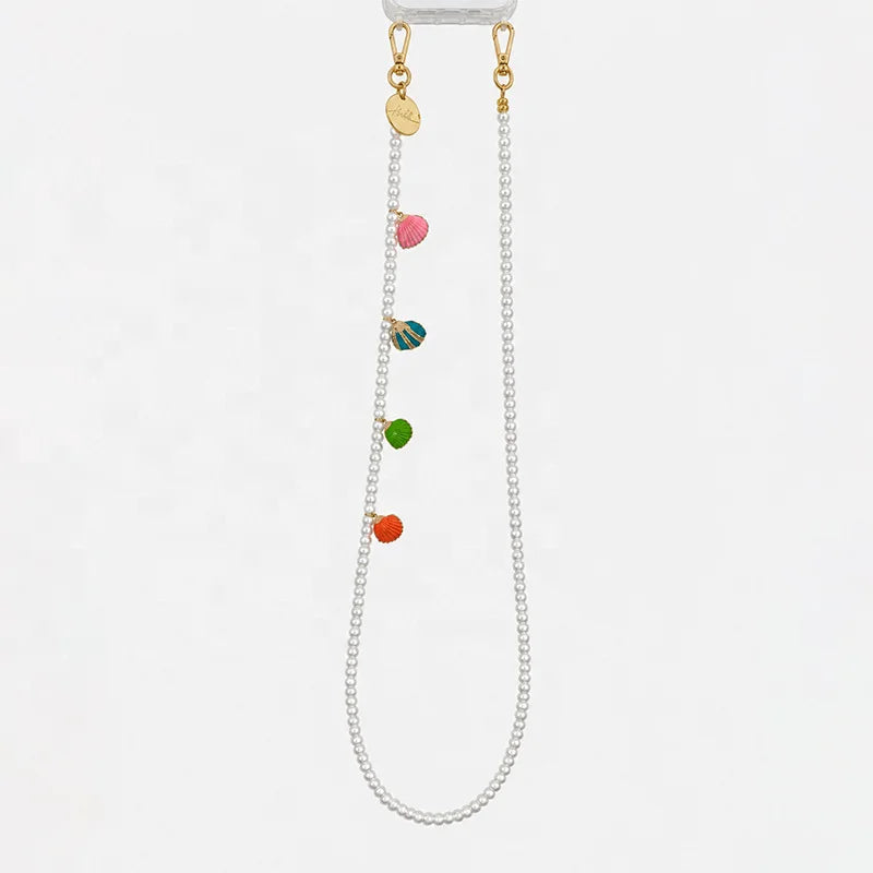 New Phone Strap Women French-Style Elegant Light-Luxury Shell Pearl Beaded Chain
