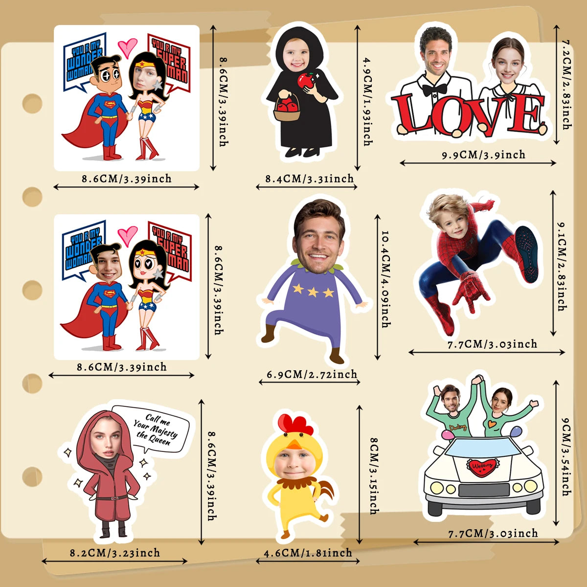 Funny Cartoon Face Stickers for Parties and Gift Wrap, Writeable - image 4