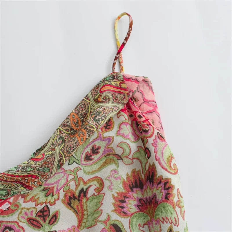 Floral Chiffon Suspender Maxi Skirt with Open Back, Resort Style - image 4