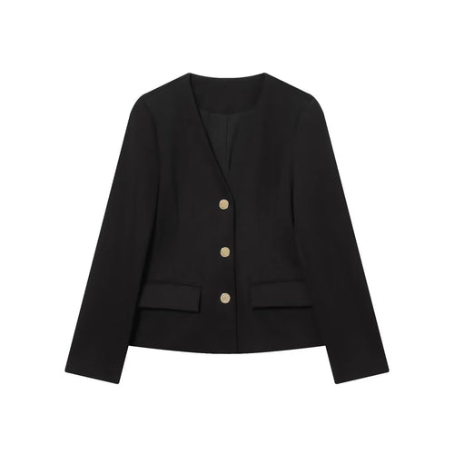 Taop&za Minimalist & Stylish Women Fall/Winter V-Neck Long-Sleeve Cropped Blazer