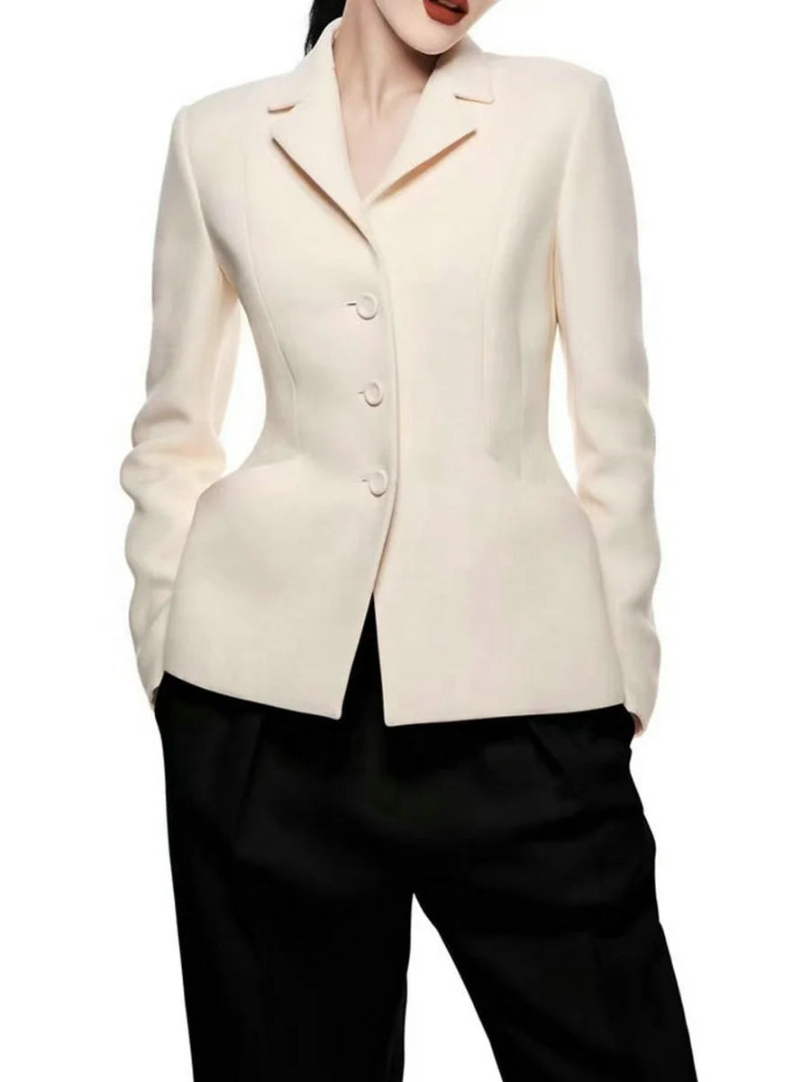 Luxury Fashion 3D Tailoring Cinching Commute Elegant Cropped Jacket Blazers Ladies Blazer
