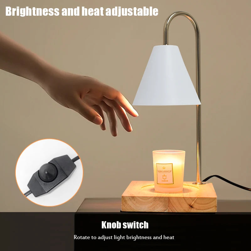 Luxury Dimmable Wood Base Electric Candle Warmer Lamp for Bedroom Study Home Decor