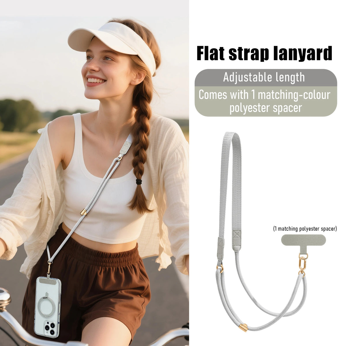 Braided Nylon Neck or Crossbody Lanyard for Phone and ID, 130 cm - image 8