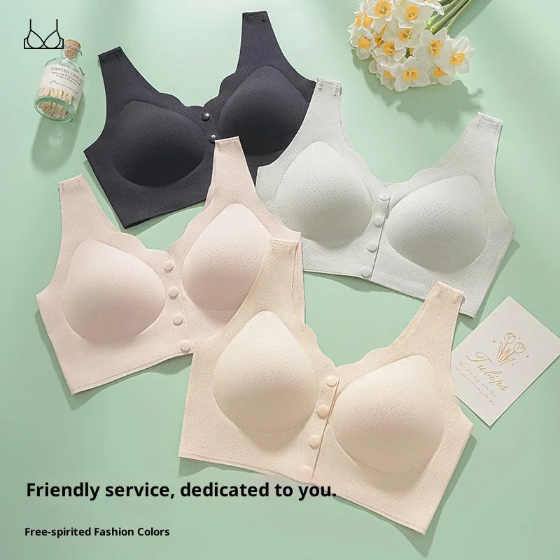 Front-Closure Vest-Style Bra, Wire-Free Nylon, Sizes L–5XL