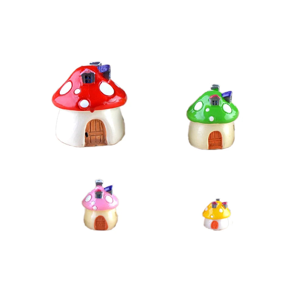 Fairy Garden Mushroom House Cute 4 Sizes DIY Resin Doll House Decoration Miniature Micro