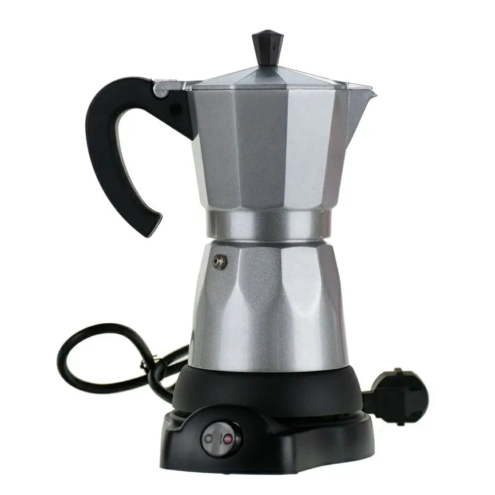 Espresso Electric Hand-pour Coffee Moka Pot - Food-Grade Aluminum 6-Cup Capacity Rich