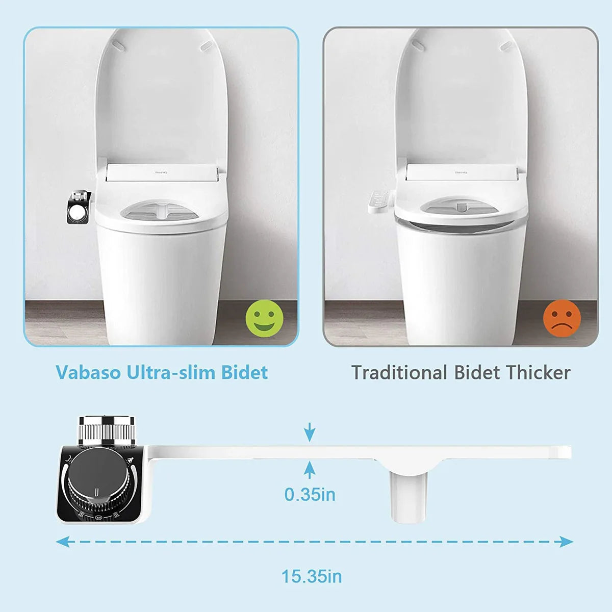 Cordless Bidet Toilet Seat with Dual Hot and Cold Spray, White ABS - image 5