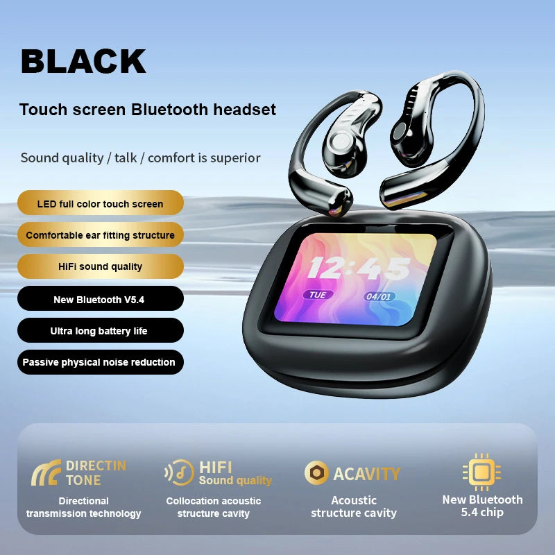 Open-Ear Gaming Earbuds with Smart Touch Screen and 600mAh Case