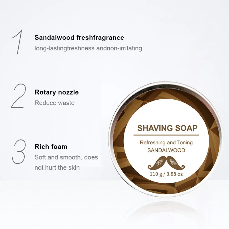 Shaving Soap Sandalwood Best Luxury Shaving Cream Tallow Dense Lather with Fantastic