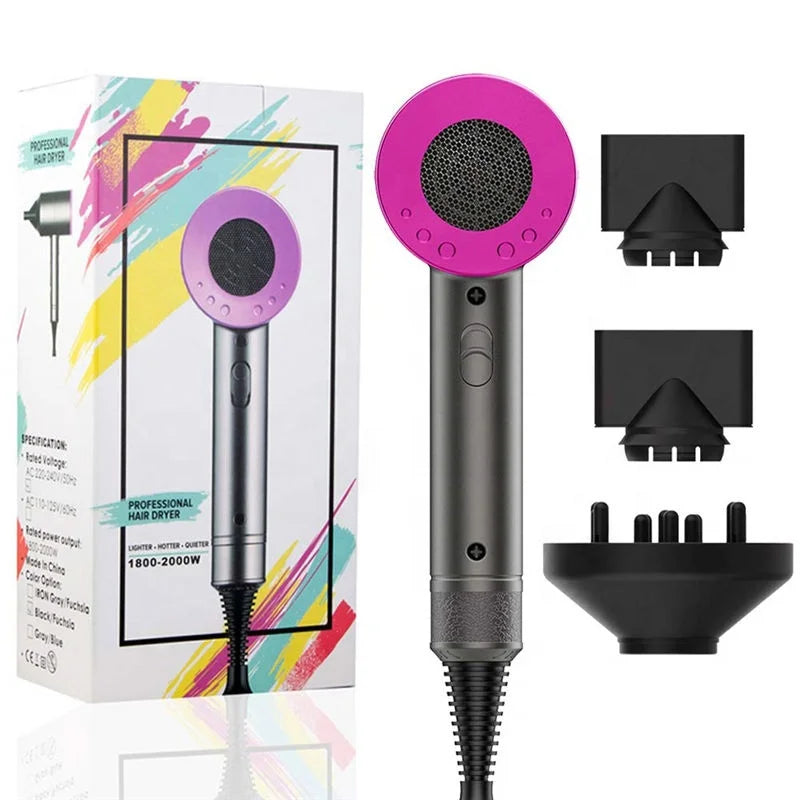 2000W Ionic Hair Dryer with 2 Nozzles and Diffuser, US Plug - image 3