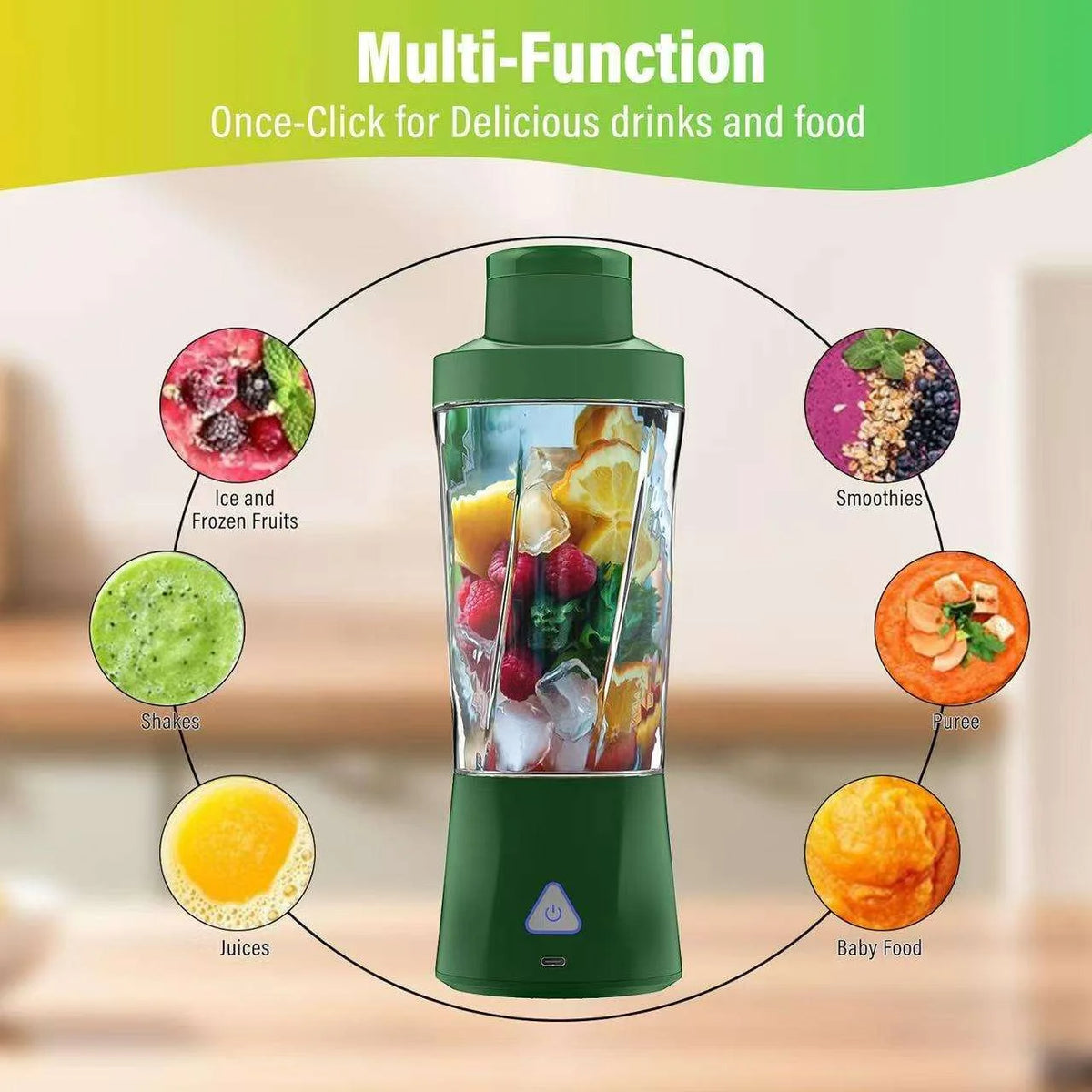 Rechargeable Blender Juice Cup for Fresh Fruit Drinks, 600 ml - image 5