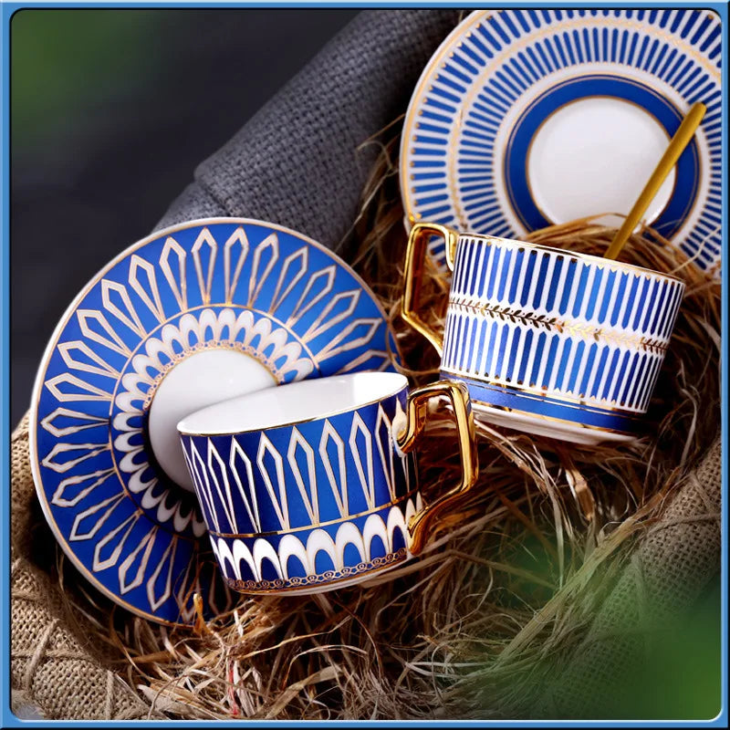 Gold Rim European Ceramic Coffee Cup and Saucer, 200 ml, Gift Box - image 7