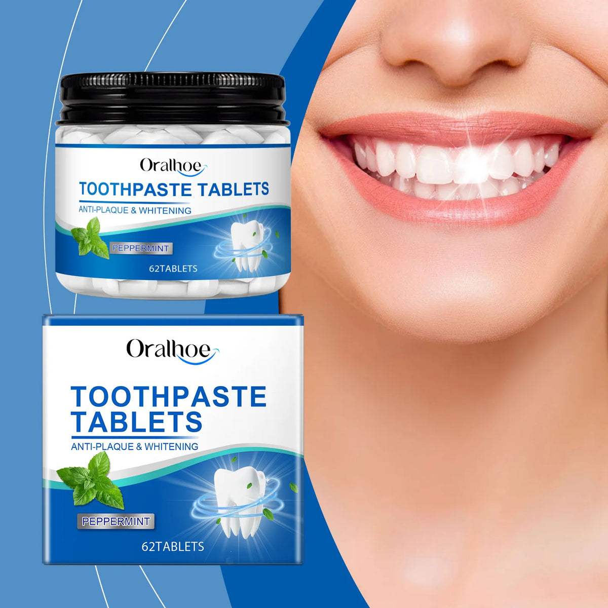 Toothpaste Tablets-Strawberry Kiwi Flavor, Nano Hydroxyapatite Chemical Formula, Fluoride
