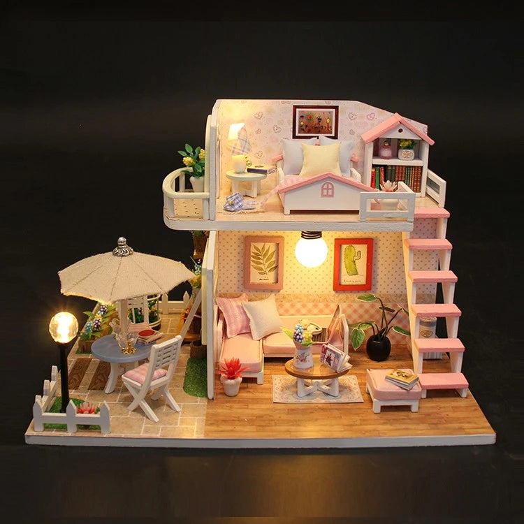 3D Wooden Doll House Handmade 1:24 Miniature DIY Dollhouses Kit