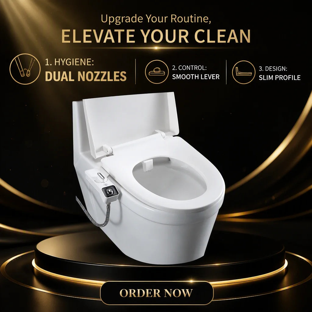 Adjustable Water Pressure Dual Self Cleaning Nozzle ABS Modern Bidet Attachment Toilet