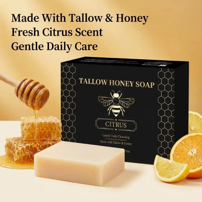 Beef Tallow and Raw Honey Soap Bar, Lavender, Citrus or Unscented - image 3