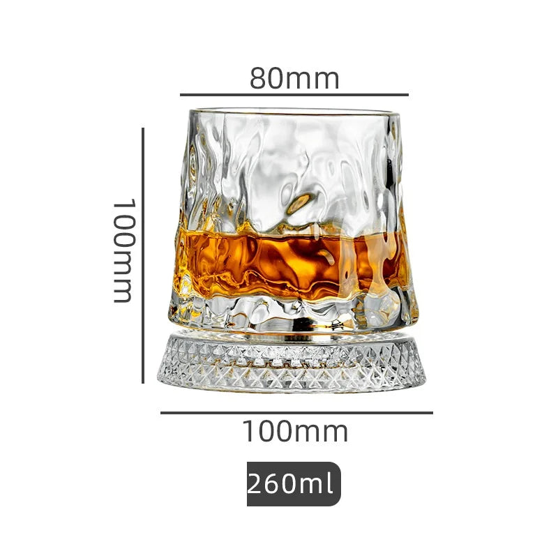 260 ml Diamond-Cut Spinning Whiskey Tumbler, Lead-Free Glass - image 10