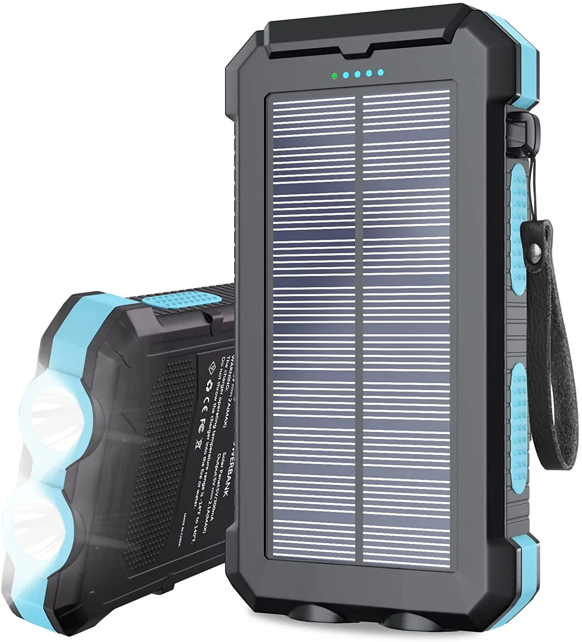 Solar Power Bank with Wireless Charging, Dual USB and LED Lamp