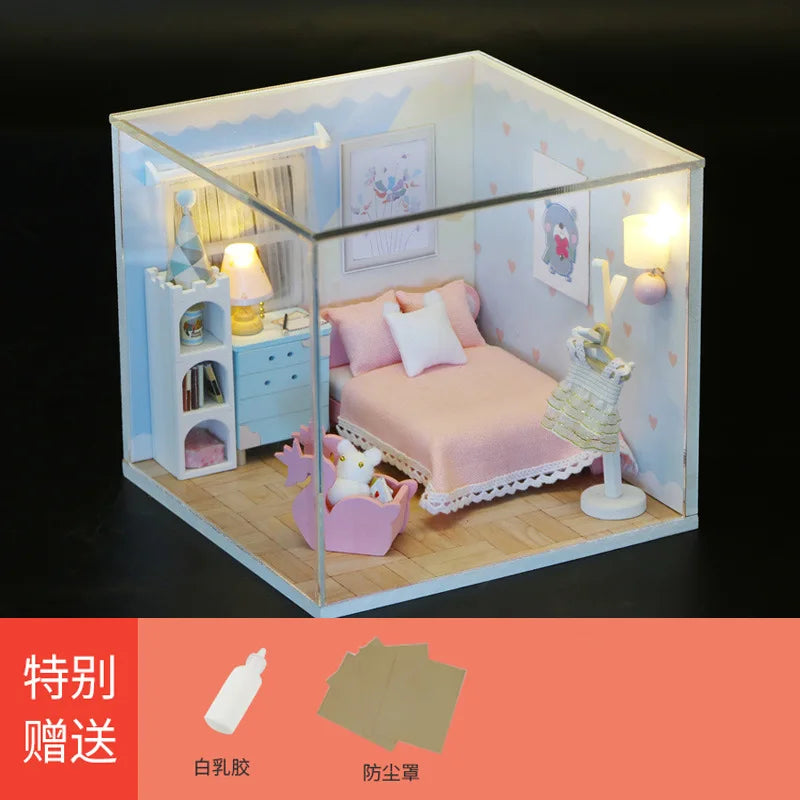 DIY Wooden Miniature Room Scene Kit with Furniture, 8 Designs