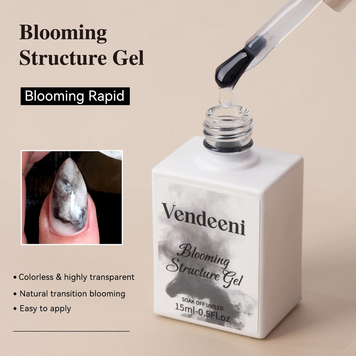 Vendeeni 3colors Air Blooming Gel TPO Hema Free Blooming Structure Gel Nail Art Salon
