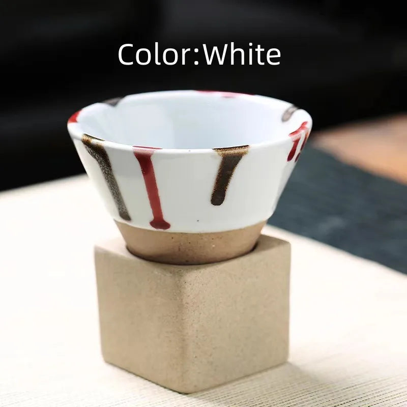 80 ml Retro Stoneware Espresso Cup with Base, Japandi Glaze - image 10
