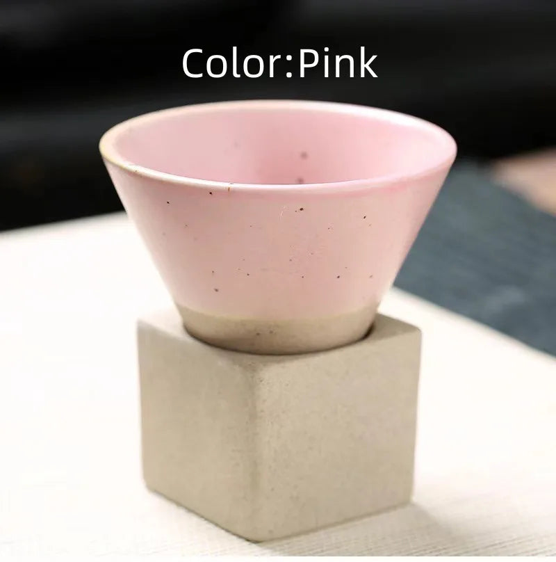 80 ml Retro Stoneware Espresso Cup with Base, Japandi Glaze - image 7