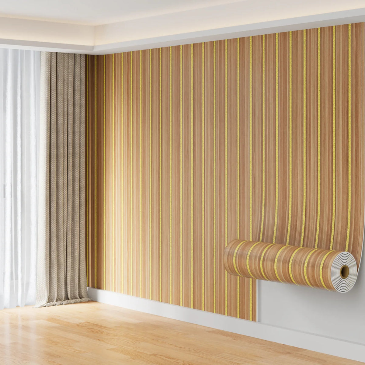 Retro Chinoiserie Wood Slat Peel and Stick Wall Film, 60 cm x 3 m - image 3