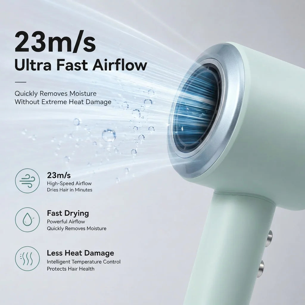 1600W Foldable Ionic Hair Dryer, 110,000 rpm Brushless DC Motor - image 2