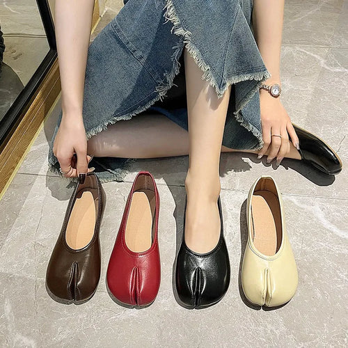 Composite Toe Split-Toe Slip-On Lightweight Solid Fashion Shoes with Outsole and PU Upper
