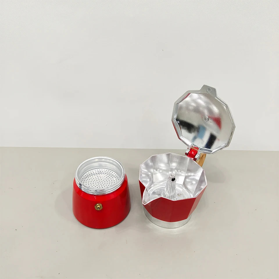 MKY3TZ-R-W Italian Aluminum Moka Pot European-style Coffee Maker Octagonal Design
