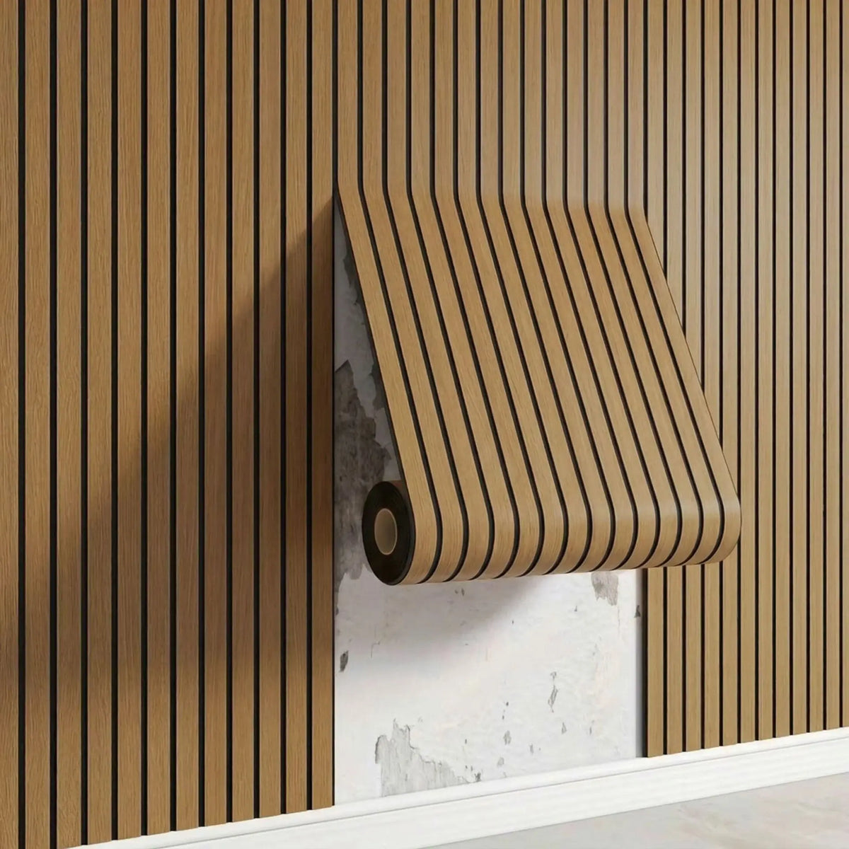 3D Wood Grain Grille Foam Wall Sticker, 40 x 300 cm, 3 mm Thick