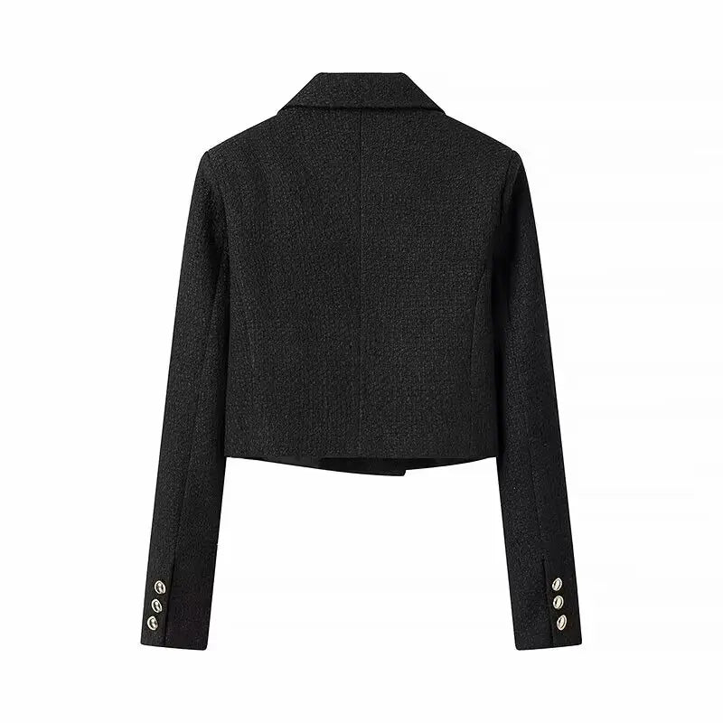 Double-Breasted Crop Blazer Jacket, Notched Collar, Sizes XS–L - image 3