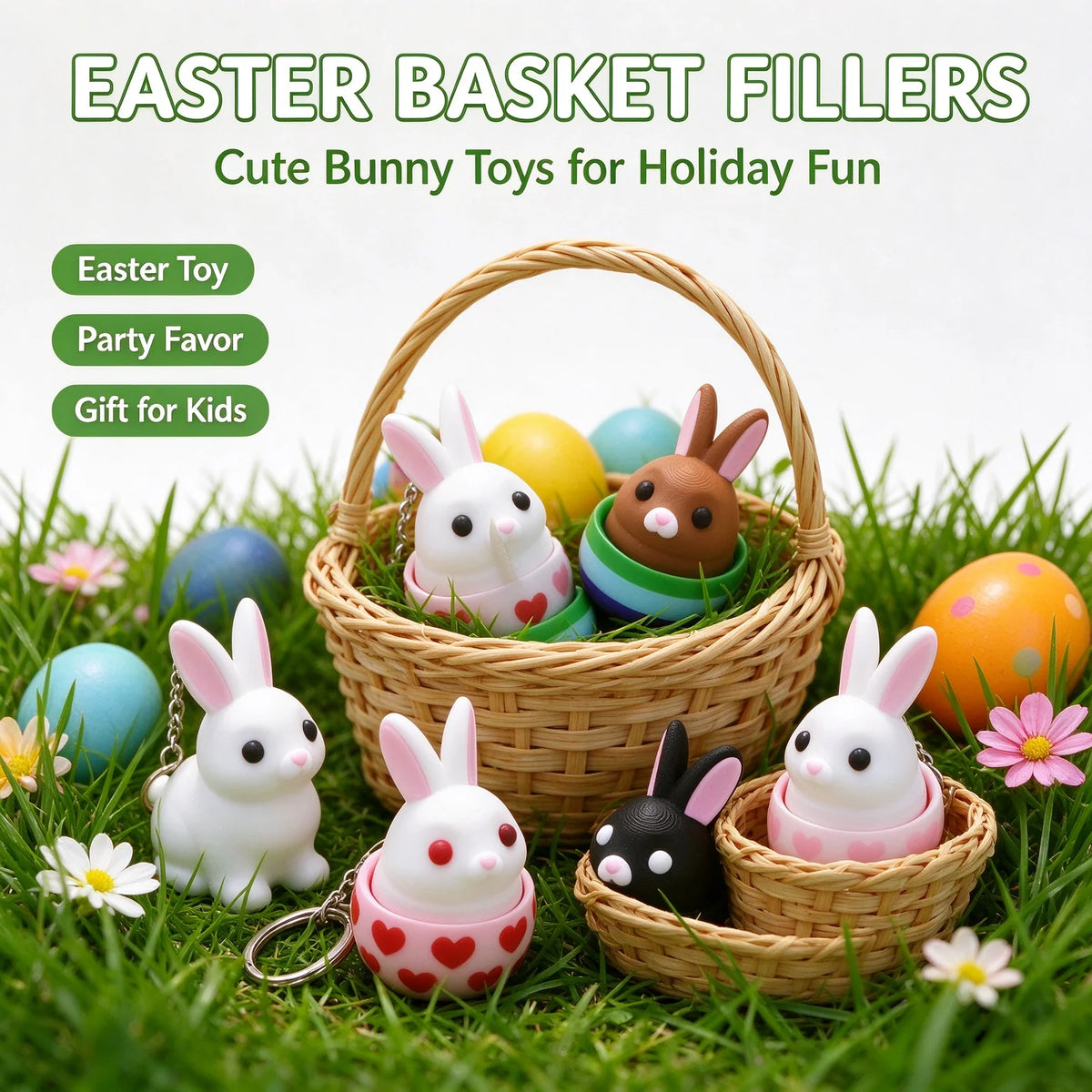 3D Printed Rabbit in Egg Keychain, PLA Cartoon Bag Charm - image 4