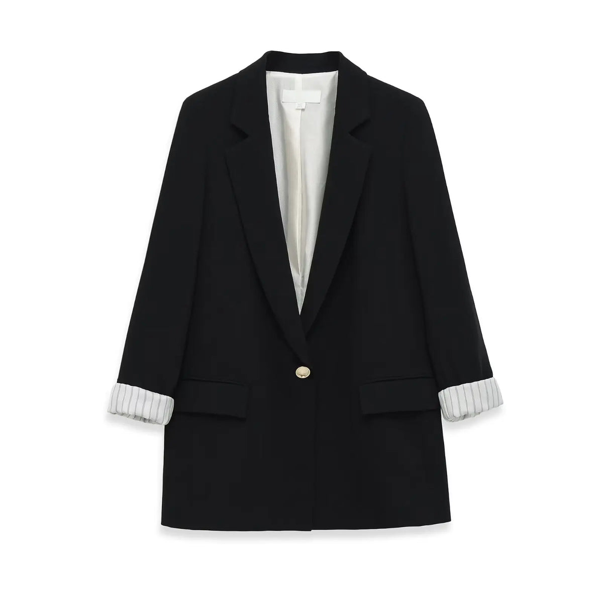 Vintage Single-Button Cropped Blazer Coat with Pockets, S–L