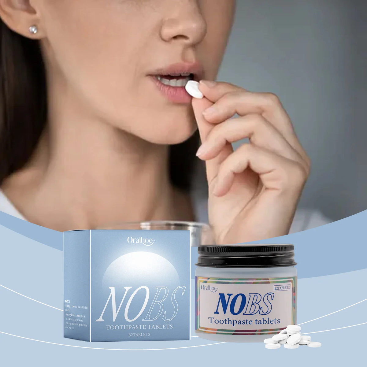 Natural Herbal Chewable Toothpaste Tablets with Nano Hydroxyapatite NHA Home Use