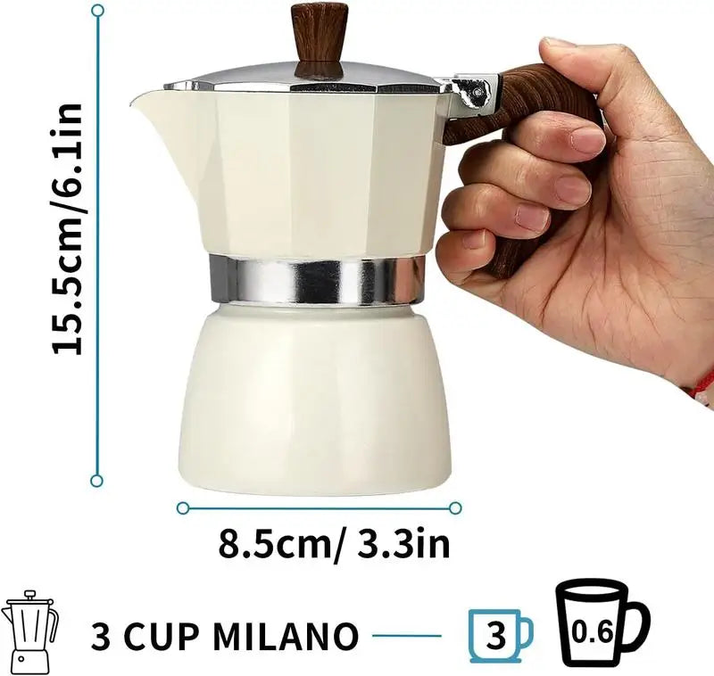 3-Cup Round Aluminum Stovetop Moka Pot for Home and Camping, 300 ml - image 2