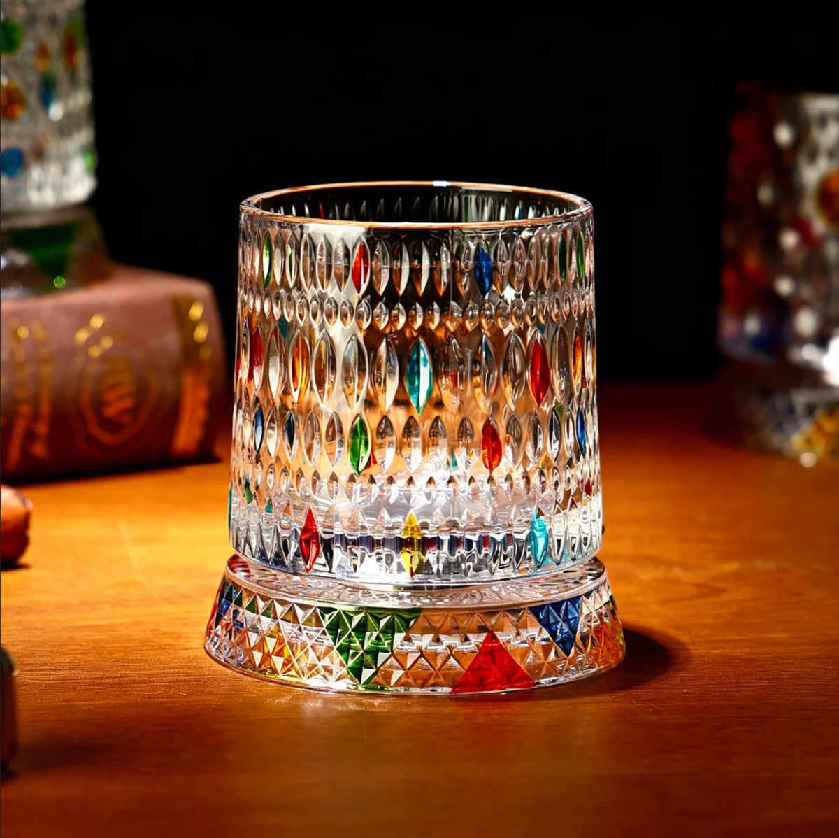 All-Over Hand-Painted Spinning Crystal Tumbler for Home Bar - image 6