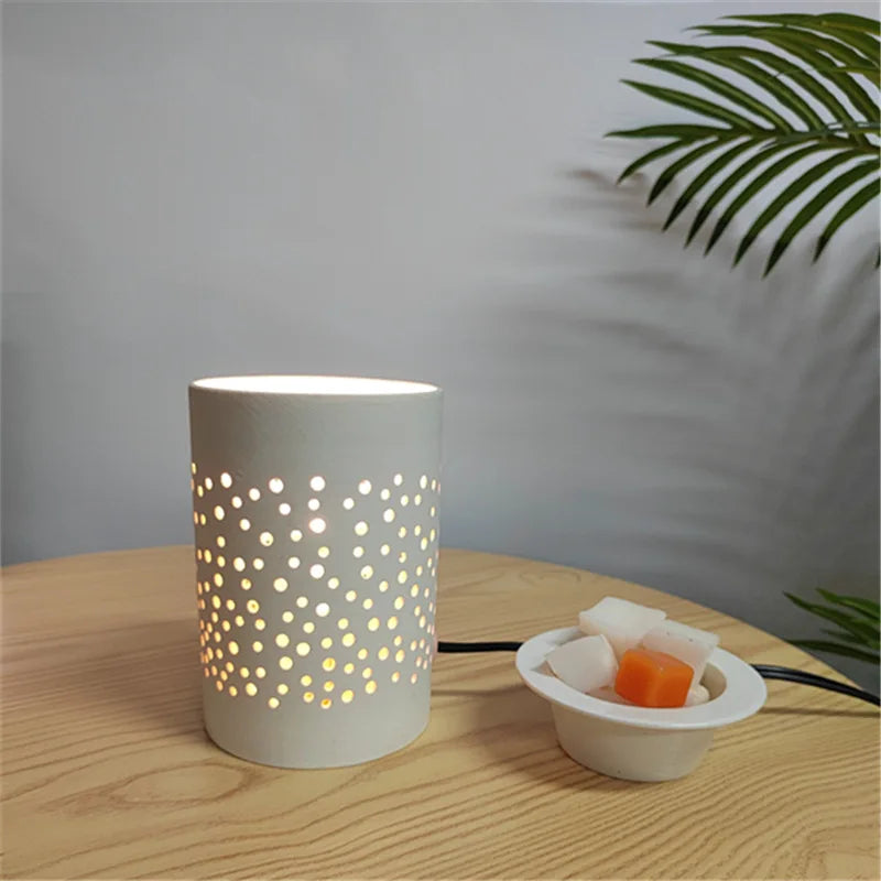 Fluted Ceramic Candle and Tart Warmer with Adjustable Brightness - image 2