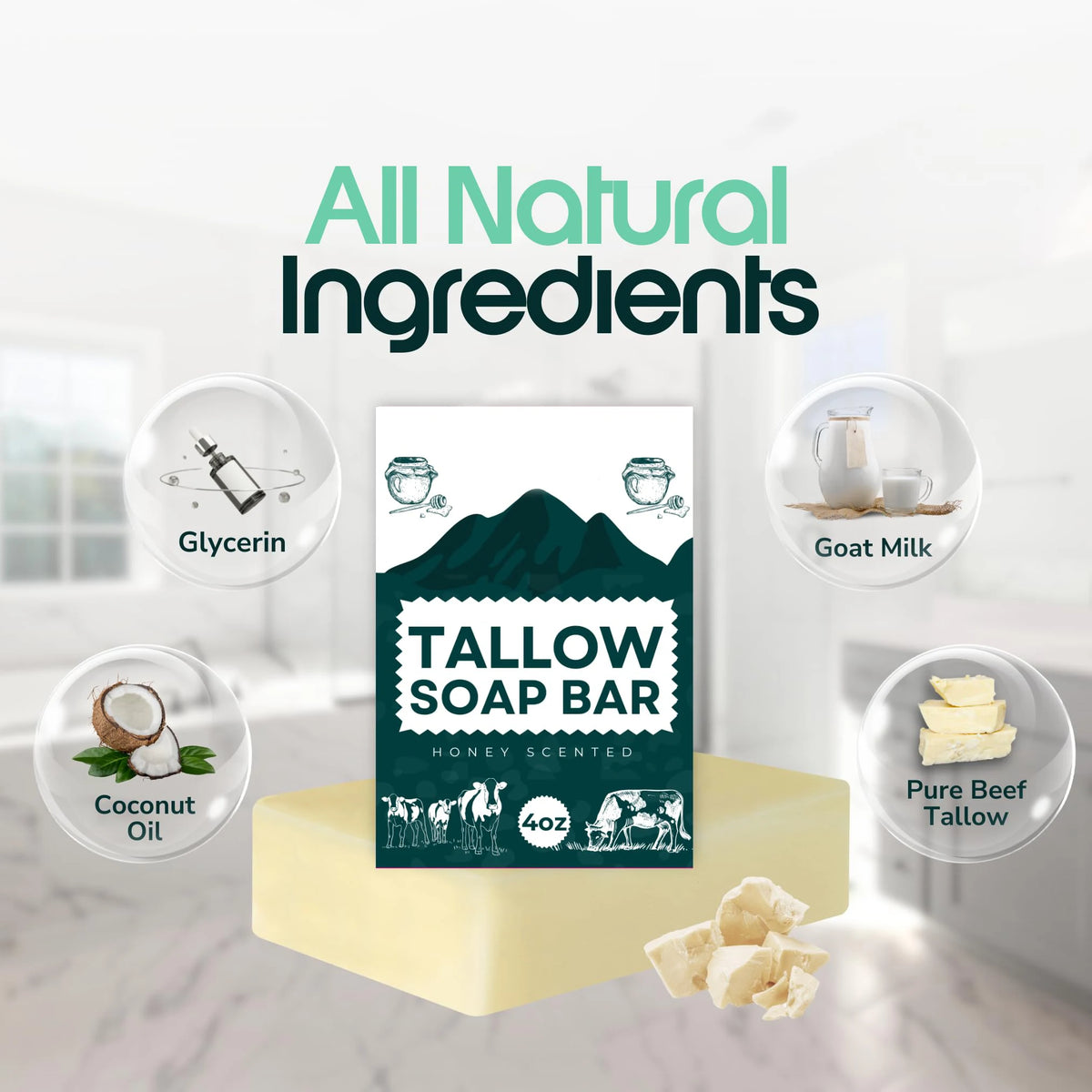Handmade Grass-Fed Beef Tallow Bar Soap with Herbal Ingredients - image 6