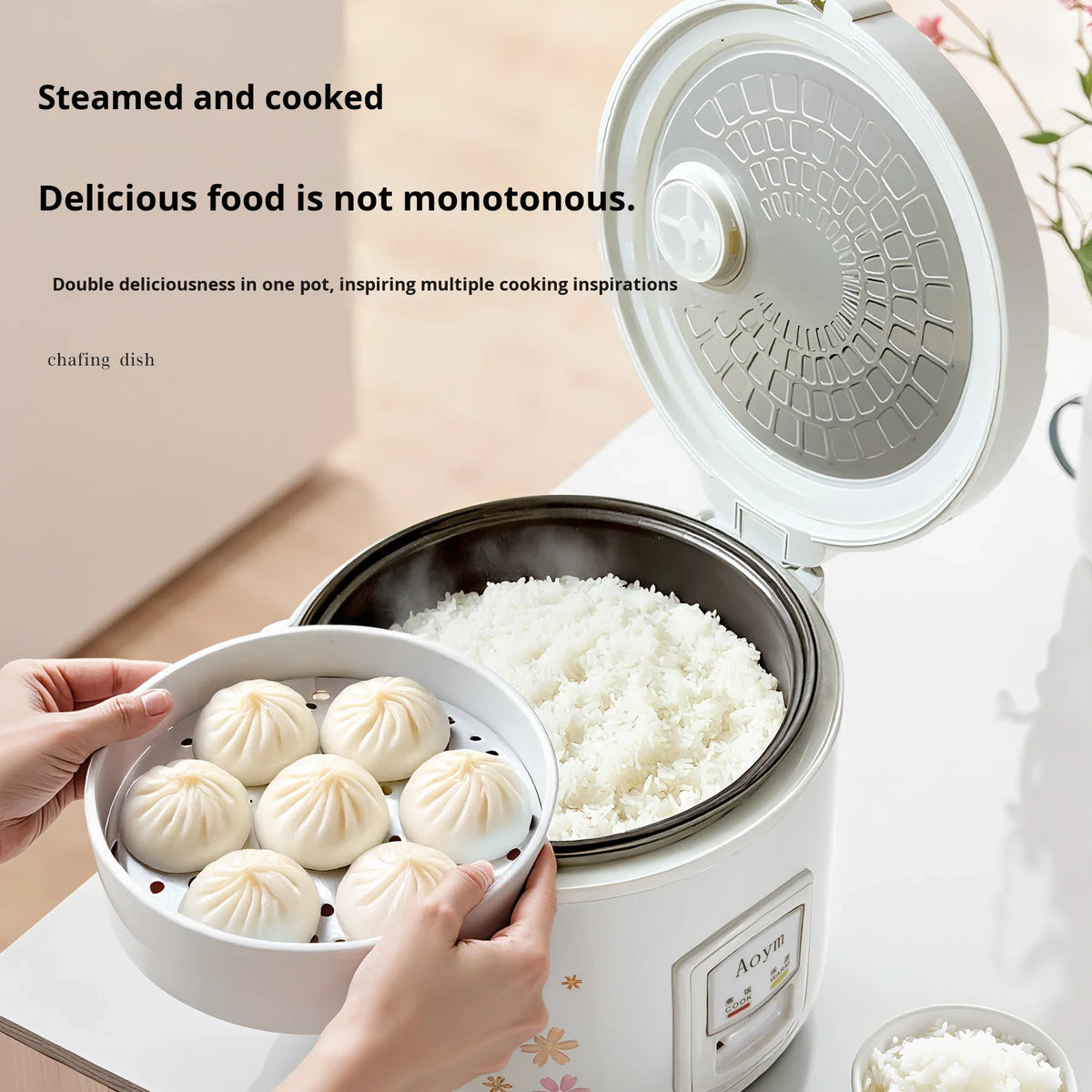 Mini Rice Cooker with Non-Stick Pot for Dorm Rooms, 1.0L to 2.2L - image 4