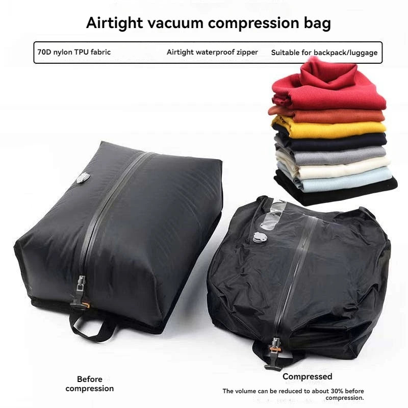 Reusable Zippered Compression Packing Bag, 44 x 29 x 15 cm, Black - image 2