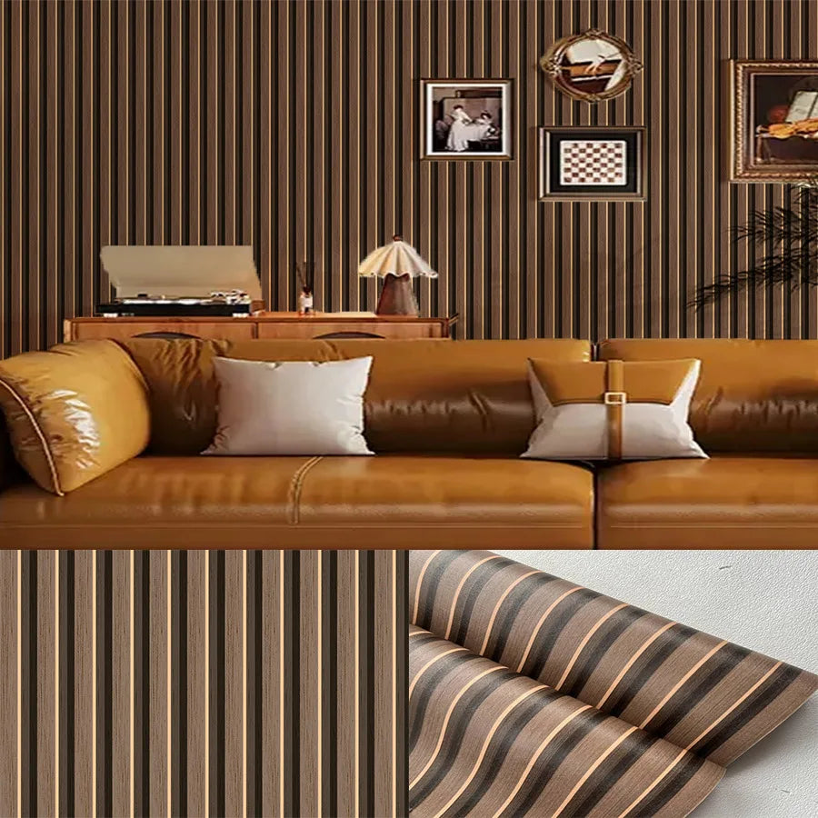 Faux Wood Grain Grille Self-Adhesive Wall Panel, 45 cm x 5 m, 3 mm - image 10