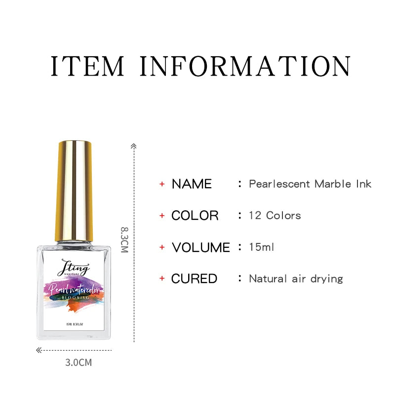 12 Rich Colors Pearlescent Marble Ink Gel Polish Creative Painting Water Blooming Gel
