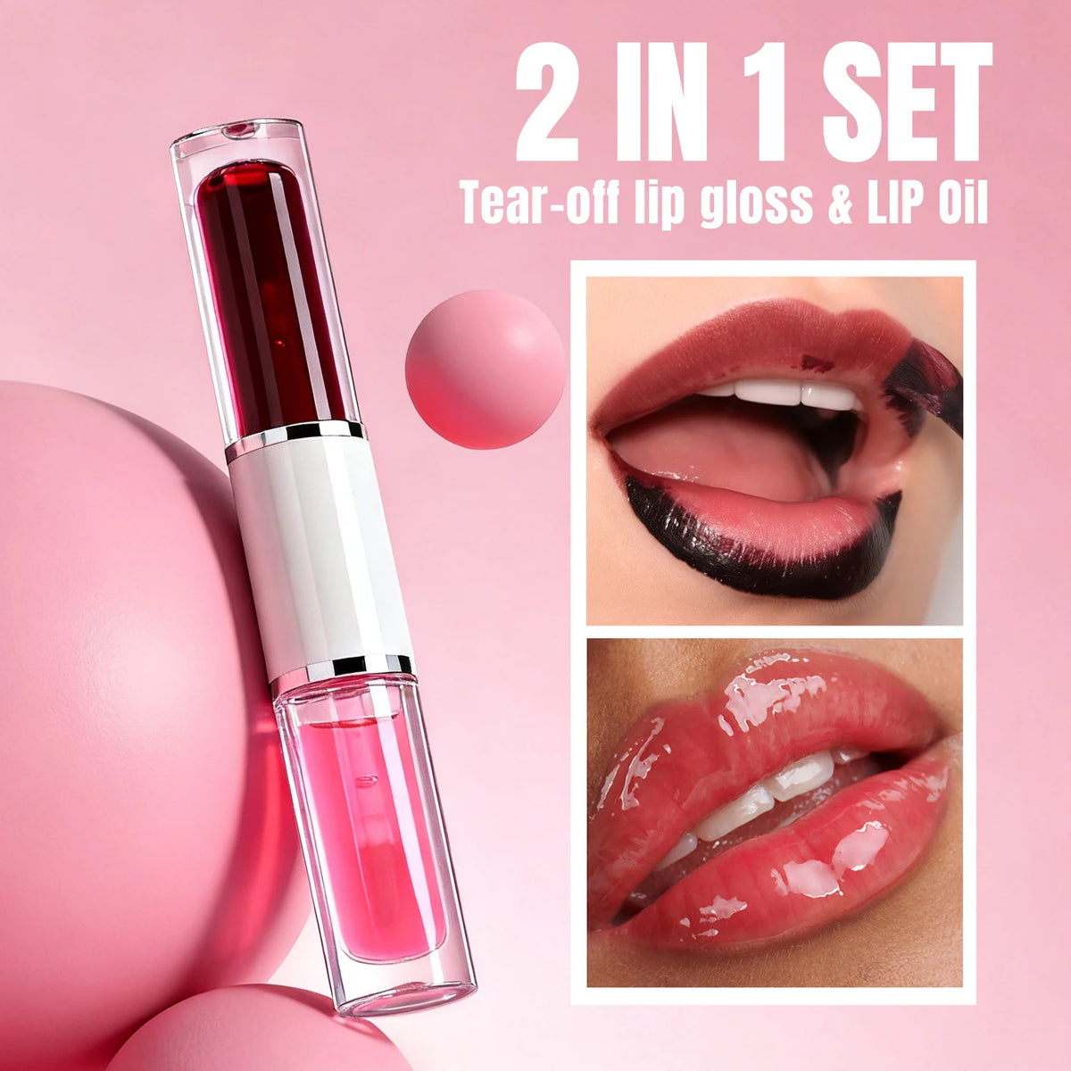 2-in-1 Lip Oil and Peel-Off Gloss Tint, Non-Sticky, 8 ml - image 2